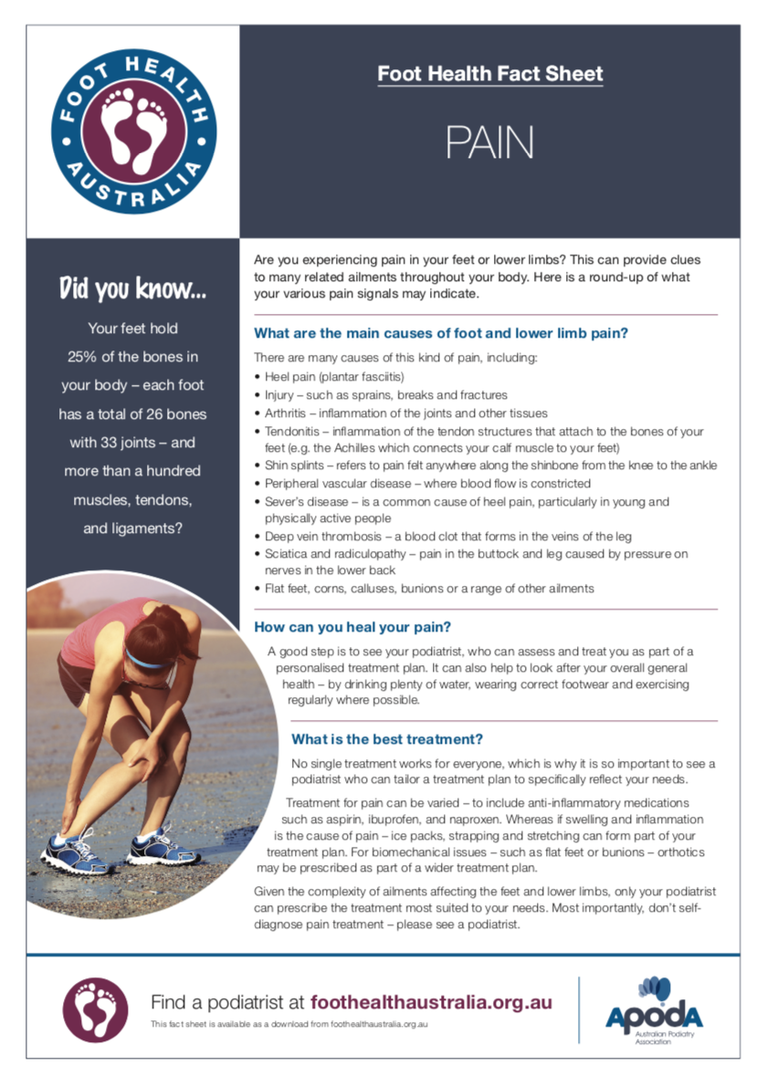 Foot Health Fact Sheets APodA Australian Podiatry Association Ltd